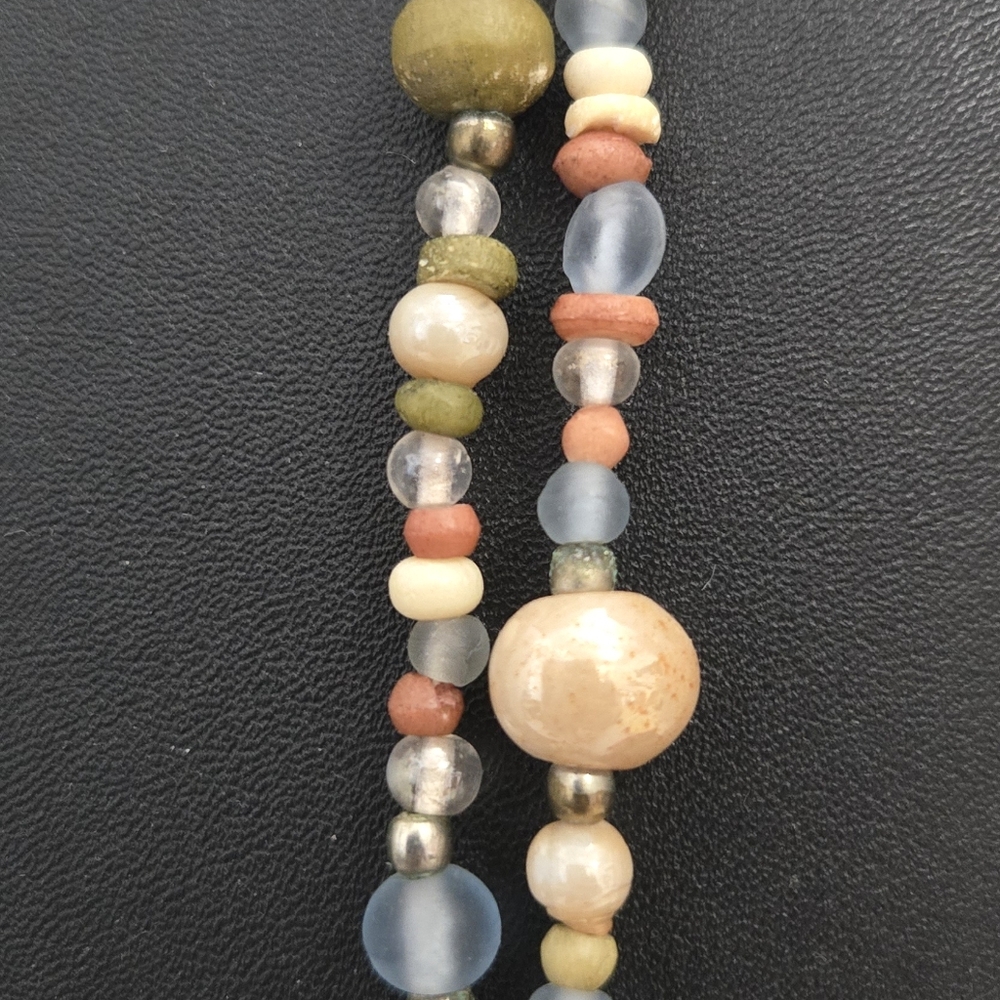 Vintage Double Stranded Beaded Pendulum Necklace - image 4